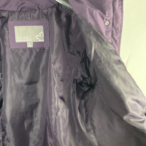 Sears Classic Purple All-Weather Hooded Parka Jacket Large - Picture 9 of 13